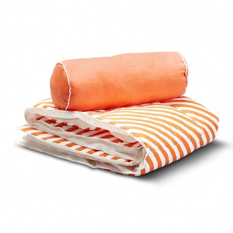 tapis de sieste- motif rayé orange et blanc