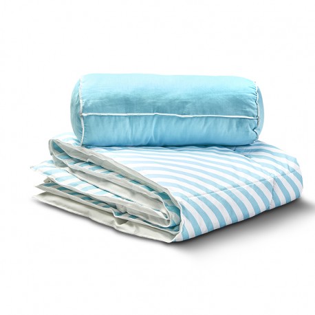 tapis de sieste- motif rayé bleu et blanc